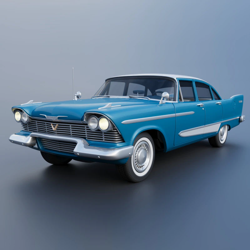 Plymouth Plaza 4 Door 1958 3D Print Model .c4d .max .obj .3ds .fbx .stl .blend 