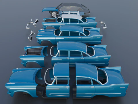 Plymouth Plaza 4 Door 1958 3D Print Model
