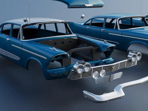 Plymouth Plaza 4 Door 1958 3D Print Model