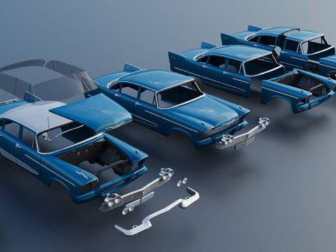 Plymouth Plaza 4 porte 1958 Modello di stampa 3D
