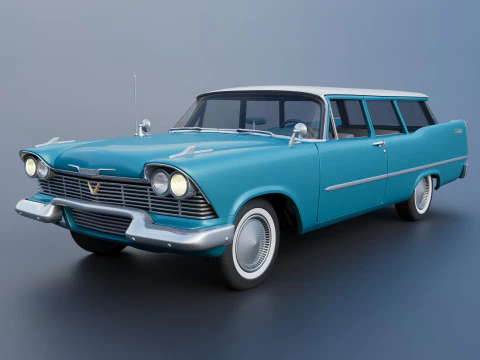 Plymouth Pinggiran Kota 2 Pintu 1958 Model Cetak 3D