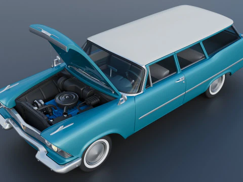 Plymouth Suburban 2Door 1958 3D Print Model