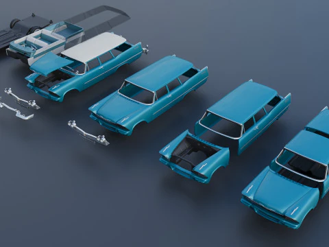 Plymouth Suburban 2Door 1958 3D Print Model