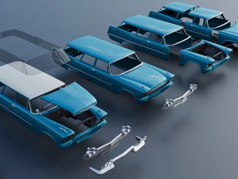 Plymouth Suburban 2Door 1958 3D Print Model