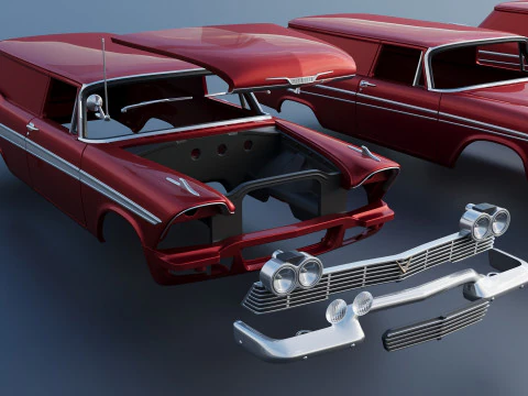 Plymouth Suburban Panel Wagon 1958 3D Print Model