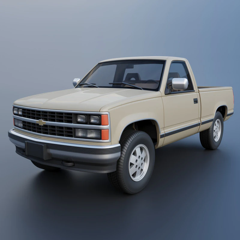 Chevrolet K-1500 1989 3D Print Model .c4d .max .obj .3ds .fbx .stl .blend