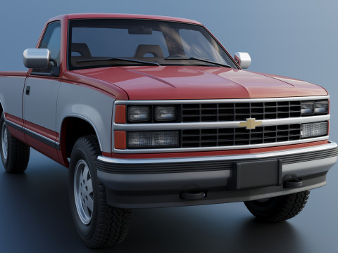 Chevrolet K-1500 Long Bed 1989 3D Print Model