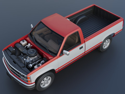 Chevrolet K-1500 Long Bed 1989 3D Print Model