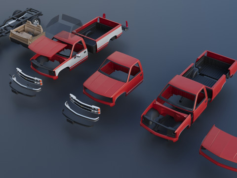 Chevrolet K-1500 Long Bed 1989 3D Print Model
