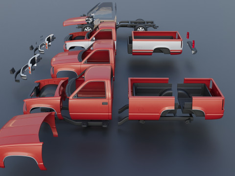 Chevrolet K-1500 Long Bed 1989 3D Print Model