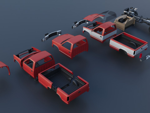 Chevrolet K-1500 Long Bed 1989 3D Print Model