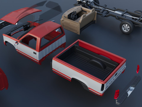 Chevrolet K-1500 Long Bed 1989 3D Print Model