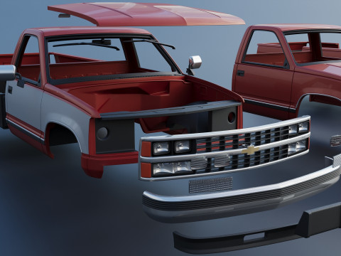 Chevrolet K-1500 Long Bed 1989 3D Print Model