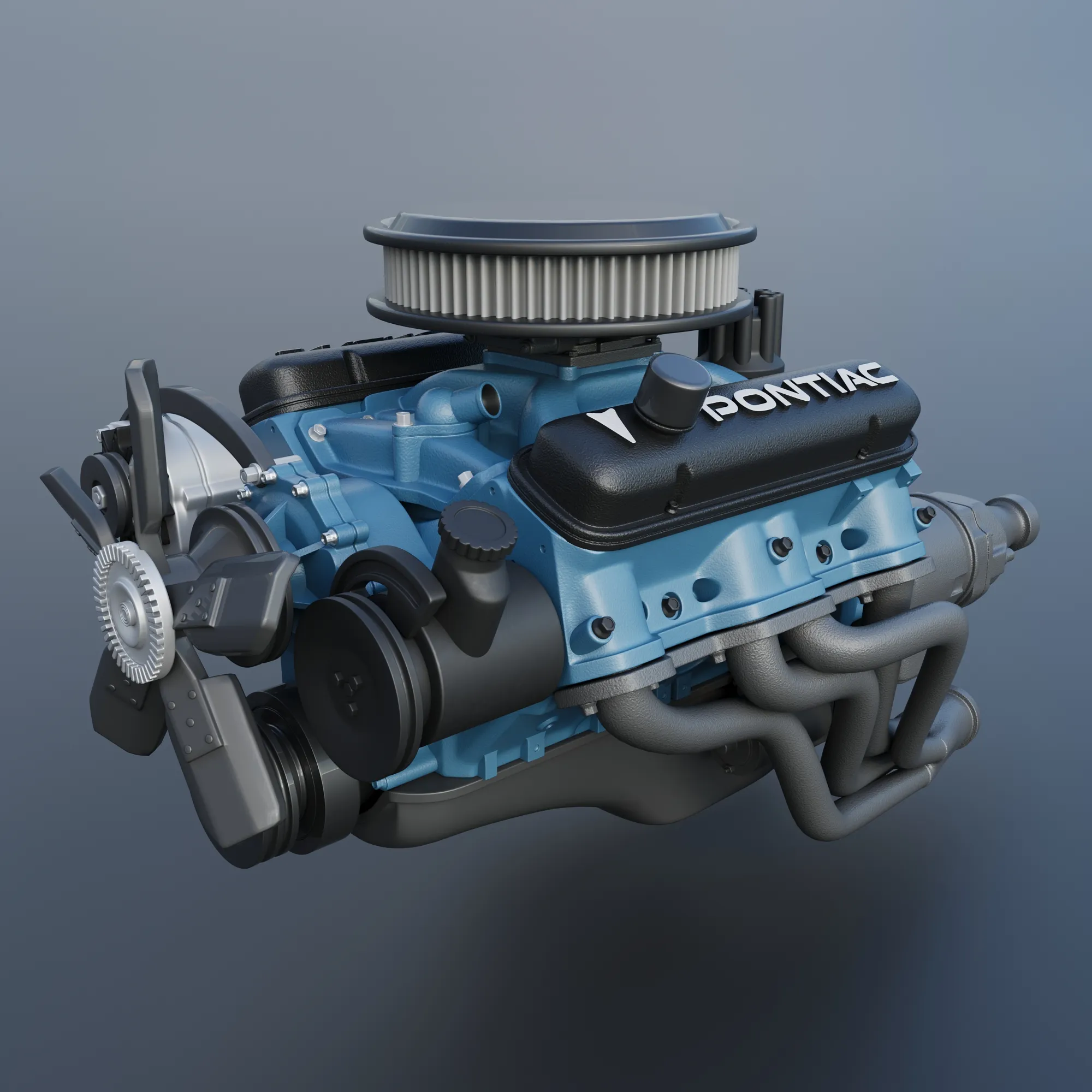 ポンティアック 455 V8 エンジン 3Dプリントモデル .c4d .max .obj .3ds .fbx .stl .blend 