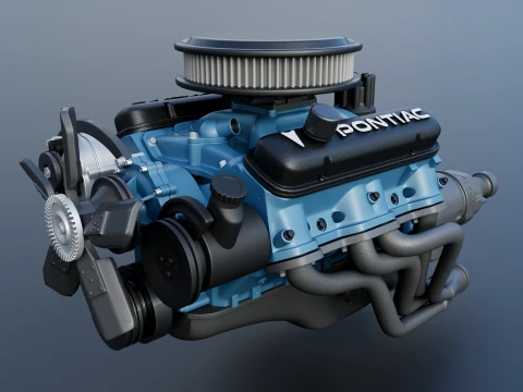 Moteur Pontiac 455 V8 Modèles 3D en vedette