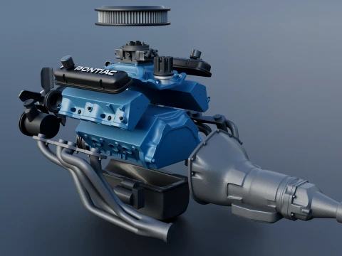 ポンティアック 455 V8 エンジン 3Dプリントモデル