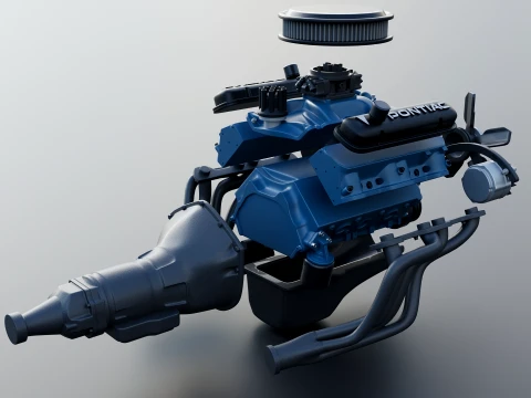 ポンティアック 455 V8 エンジン 3Dプリントモデル
