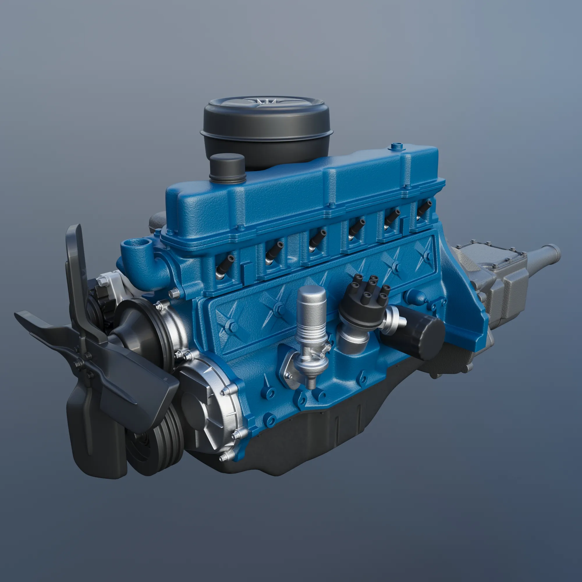 240 CID Straight-Six Engine 3D Print Model .c4d .max .obj .3ds .fbx .stl .blend 