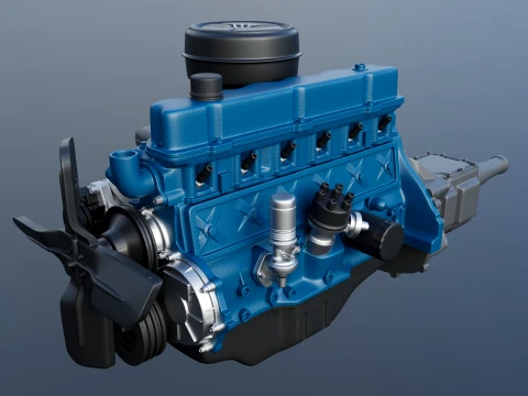 Moteur six cylindres en ligne de 240 CID Modèles 3D en vedette