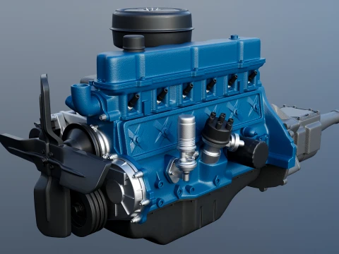 240 CID Straight-Six Engine 3D Print Model