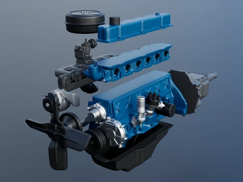 240 CID Straight-Six Engine 3D Print Model
