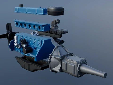 240 CID Straight-Six Engine 3D Print Model