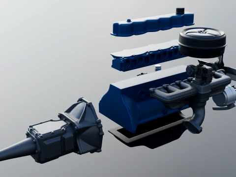 240 CID Straight-Six Engine 3D Print Model