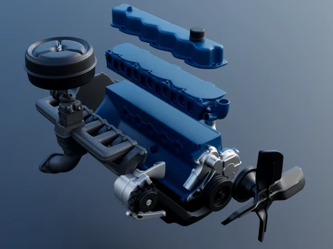 240 CID Straight-Six Engine 3D Print Model