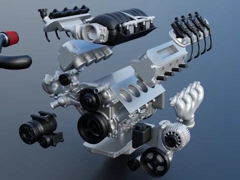 GM LS3 V8 Engine 3D Print Model