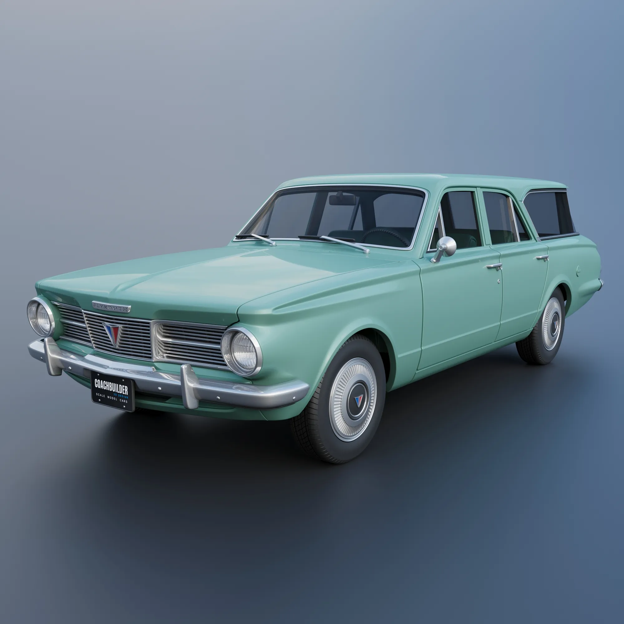 Plymouth Valiant Station Wagon 1965 3D Print Model .c4d .max .obj .3ds .fbx .stl .blend 