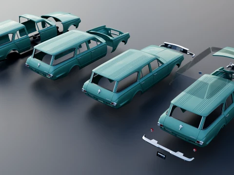 Plymouth Valiant Station Wagon 1965 3D Print Model
