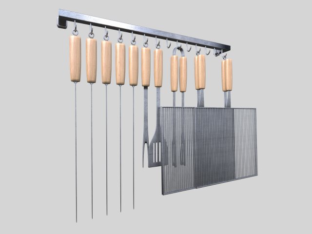 barbecue tools 3Dモデル .c4d .max .obj .3ds .fbx .stl .blend 