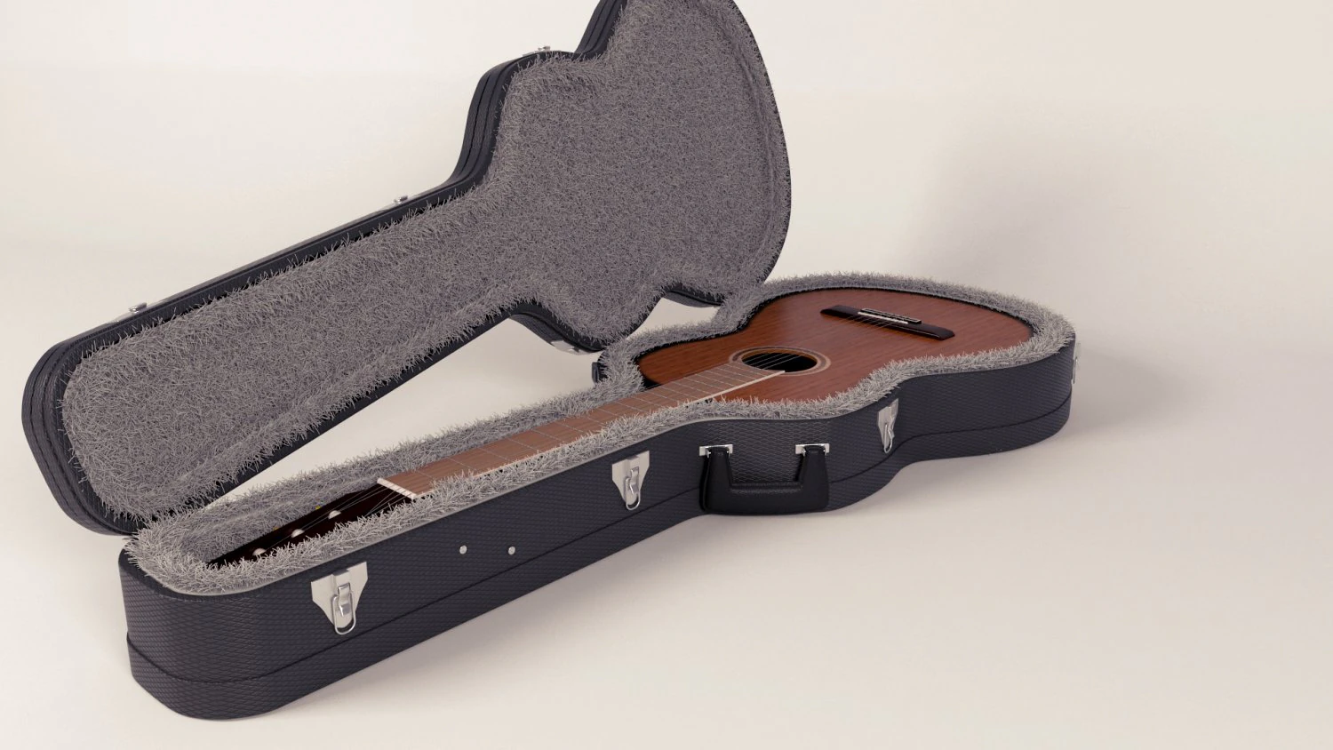 classical guitar with case 3D Model .c4d .max .obj .3ds .fbx .stl .blend 