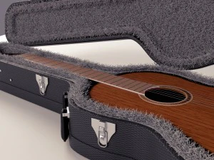 classical guitar with case 3D Model