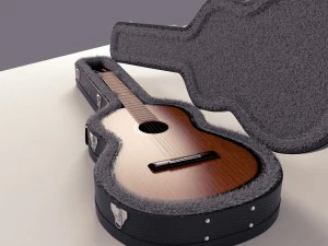 classical guitar with case 3D Model