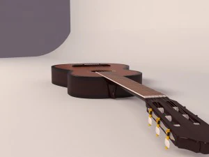 classical guitar with case 3D Model