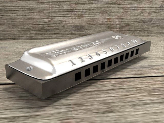 blues harp harmonica 3D Model .c4d .max .obj .3ds .fbx .stl .blend 