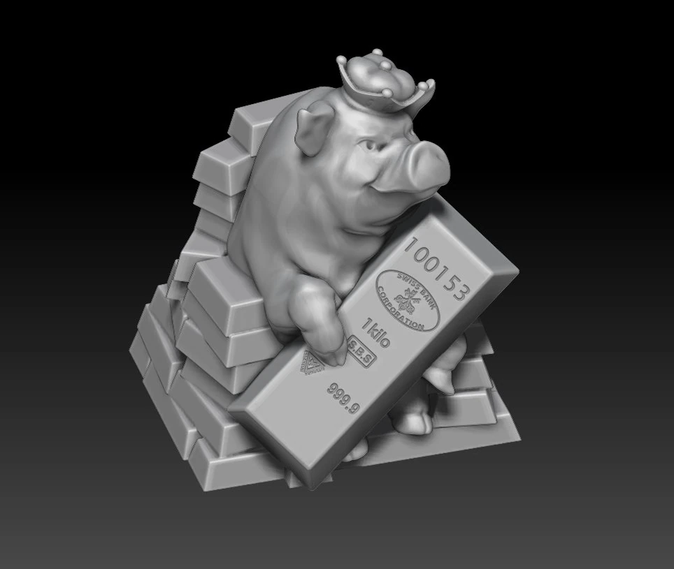 mascot 2019 rich pig 3D Print Model .c4d .max .obj .3ds .fbx .stl .blend 