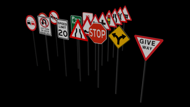 traffic signboard 3D Model .c4d .max .obj .3ds .fbx .stl .blend 
