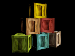 wooden crate lowpoly 3D Model