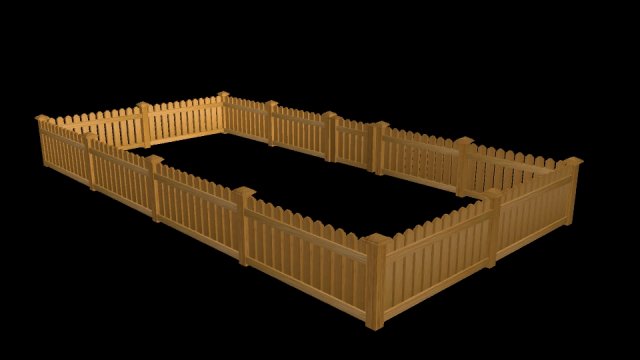 wooden fence 3D Модель .c4d .max .obj .3ds .fbx .stl .blend