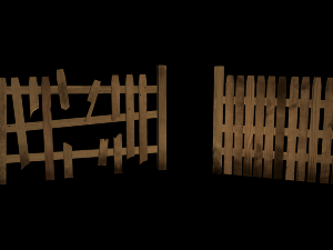wooden fence pack 3D Model