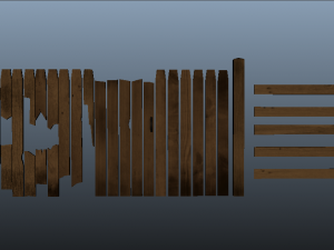 wooden fence pack 3D Model
