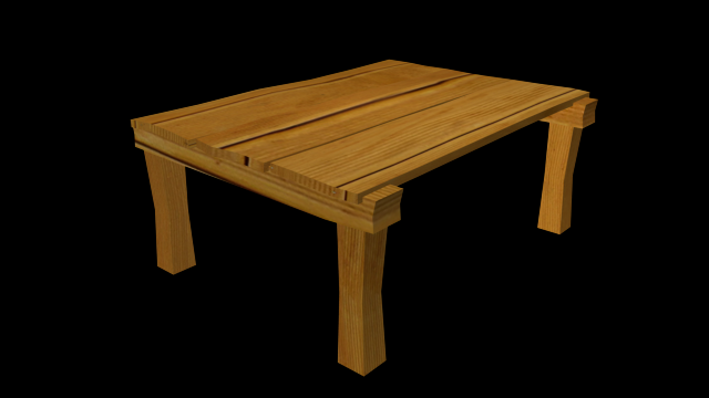wooden table 3D Model .c4d .max .obj .3ds .fbx .stl .blend 