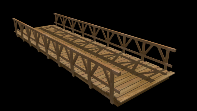 wooden bridge 3D Model .c4d .max .obj .3ds .fbx .stl .blend 
