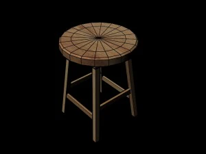 wooden stool 3D Model