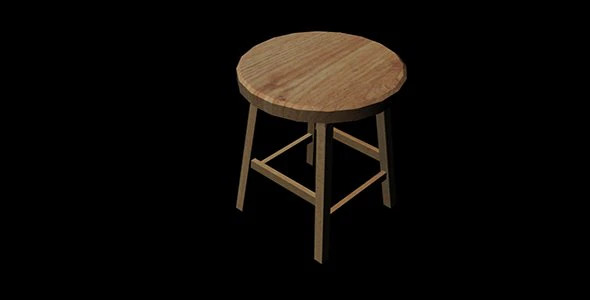 wooden stool 3D Model .c4d .max .obj .3ds .fbx .stl .blend