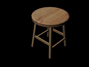 wooden stool Model 3D