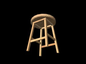 wooden stool 3D Model