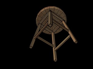 wooden stool 3D 模型